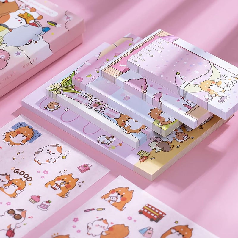 Doraking 250Sheets Cute Cartoon Dog Memo Notes Writing Pads Scrapbook Decorations TODO List for Planning with 2 Sheets Decorative Stickers, Doraking Shiba Inu Memos - Image 3